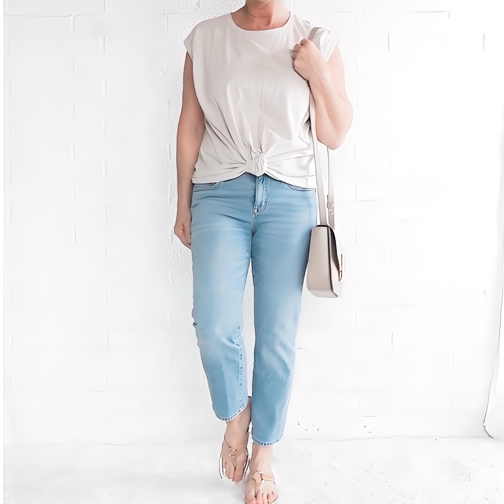CHICO’S Knot Twist Tee - Beige - 0/S